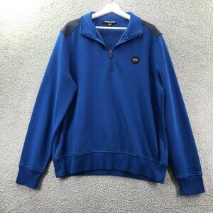 MICHAEL KORS Mens Size‎ XL Blue Quarter Zip Chest Logo Pullover Sweater